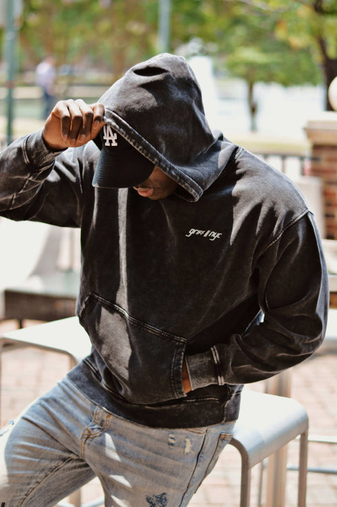 Premium Acid Washed Hoodie // Vintage Black