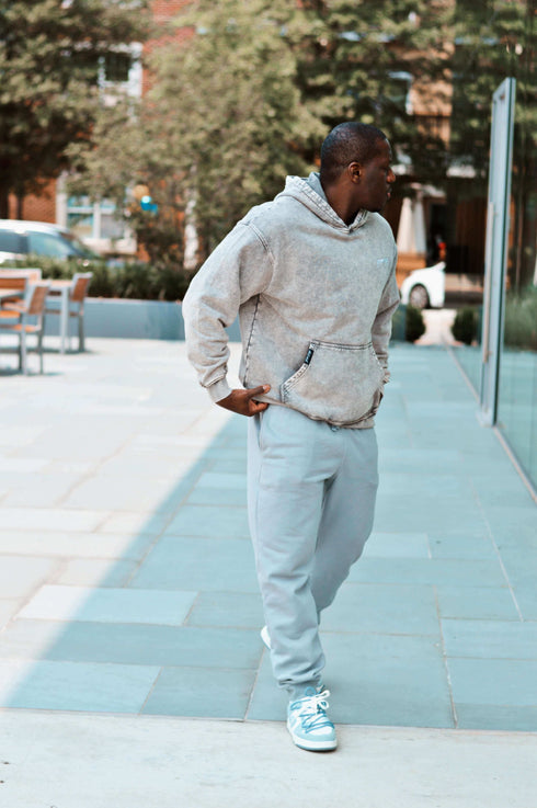 Premium Acid Washed Hoodie // Faded Grey
