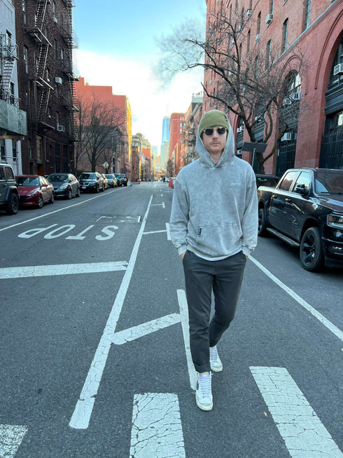 Premium Acid Washed Hoodie // Faded Grey