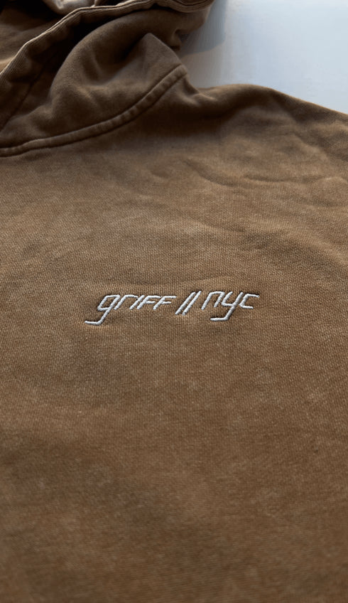 Premium Acid Washed Hoodie // Washed Khaki