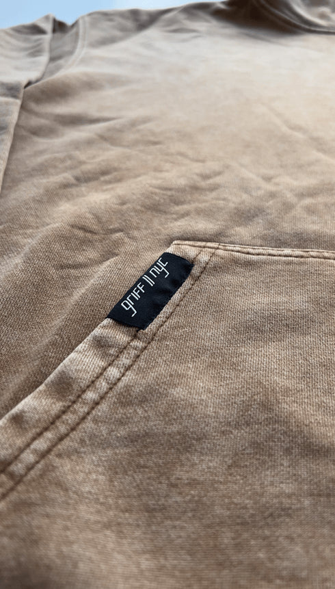 Premium Acid Washed Hoodie // Washed Khaki