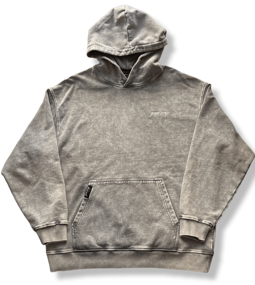 Premium Heavyweight Acid-Washed Streetwear Faded Grey Hoodie