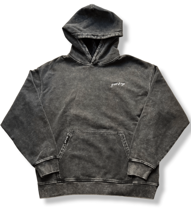 Premium Acid Washed Hoodie Vintage Black